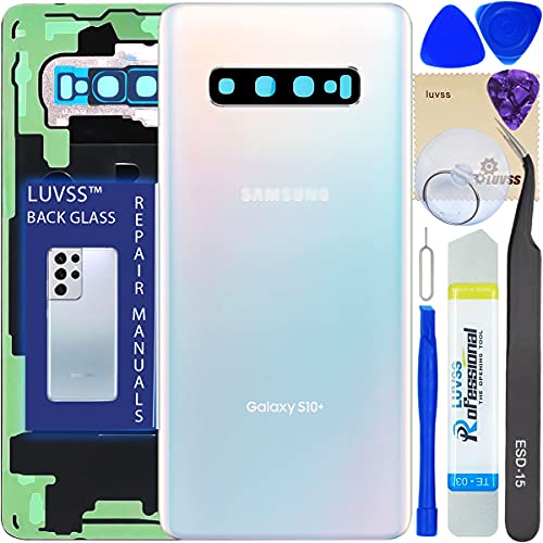 LUVSS Achterkant Glas voor Samsung Galaxy S10+ Plus G975 Wit Back Cover met Cameralens en Lijm Werktuigen Vervangen Reparatieset