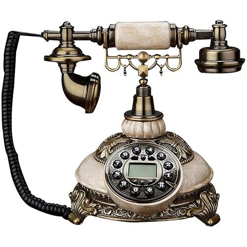 BeTlreo Vaste telefoon, Amerikaanse retro telefonie vaste vaste lijn Home Europese ornamenten antieke roterende telefoon ouderwetse draadloze kaart (Color : Double bell, Size : Cloud stone)