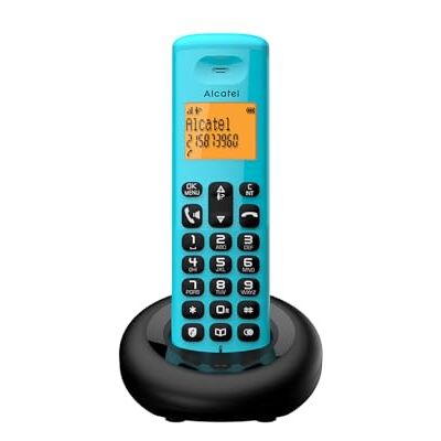 Alcatel E260 – draadloze DECT-telefoon – compact design – groot display met achtergrondverlichting – handsfree – functie voor het blokkeren van ongewenste oproepen – blauw Alcatel E260 – draadloze DECT-telefoon – compact design – groot display met achtergrondverlichting – handsfree – functie voor het blokkeren van ongewenste oproepen – blauw
