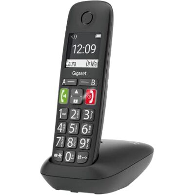 Siemens Easy draadloze dect-telefoon voor senioren vaste telefoon compatibel met gehoorapparaat eenvoudig in gebruik, grote toetsen en numeriek toetsenblok zwart Siemens Easy draadloze dect-telefoon voor senioren vaste telefoon compatibel met gehoorapparaat eenvoudig in gebruik, grote toetsen en numeriek toetsenblok zwart