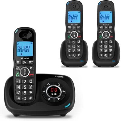 Alcatel XL595 B Voice Trio – vaste telefoon voor senioren met antwoordapparaat – groot display met achtergrondverlichting – handsfree – oproepblokkering – audio boost – antwoordapparaat 14 minuten – 3 Alcatel XL595 B Voice Trio – vaste telefoon voor senioren met antwoordapparaat – groot display met achtergrondverlichting – handsfree – oproepblokkering – audio boost – antwoordapparaat 14 minuten – 3