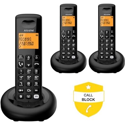 Alcatel E260 S. Voice Trio draadloze DECT-telefoon met antwoordapparaat compact design groot display met achtergrondverlichting handsfree blokkeerfunctie voor ongewenste oproepen 3 Alcatel E260 S. Voice Trio draadloze DECT-telefoon met antwoordapparaat compact design groot display met achtergrondverlichting handsfree blokkeerfunctie voor ongewenste oproepen 3