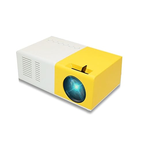 INF Projector in zakformaat, miniprojector, met HDMI-, AV- en SD-poort, geel / wit