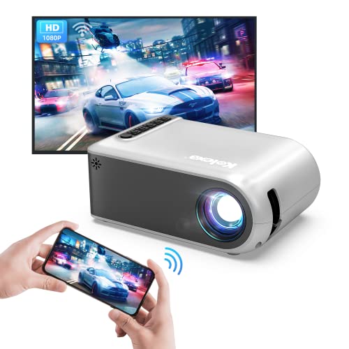 Kolexa Mini-beamer, wifi, Full HD, 1080p, ondersteund, mini-projector voor mobiele telefoon, draagbare beamer, compatibel met tv-stick/PS4/HDMI/USB, iOS en Android