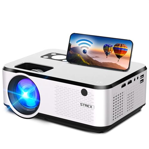 Strex Beamer Input tot Full HD 7000 Lumen Streamen Vanaf Je Telefoon Met WiFi Mini Projector