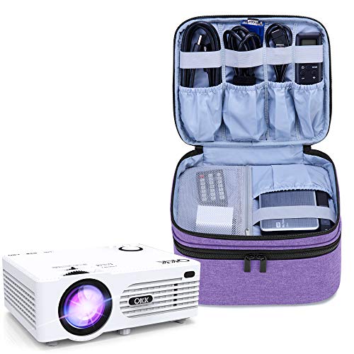 Luxja Projectortas voor Miniprojector, Draagtas voor Projector Compatibel met APEMAN, ELEPHAS, QKK, DR.Q en Ondere Miniprojectoren en Accessoires, 23 CM x 19 CM x 10 CM, Purper