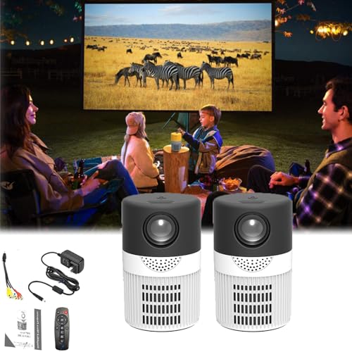 YOHFRFGX 2024 New Cylinder Projector, Cylinder Tv Projector, Cylinder Mini Projector with Wifi, 4k Projector Cylinder Ultra HD Projector, Portable Cylander Tv Projector for Phone/Tv/Laptop (2pcs,Black)