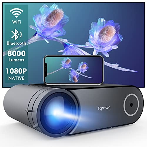 Toperson Beamer, projector wifi bluetooth, beamer 1080p Native, 8000 lumen, Met Dolby, 200 inch, projector Full HD,