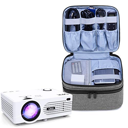 Luxja Projectortas voor Miniprojector, Draagtas voor Projector Compatibel met APEMAN, ELEPHAS, QKK, DR.Q en Ondere Miniprojectoren en Accessoires, 23 CM x 19 CM x 10 CM, Grijs