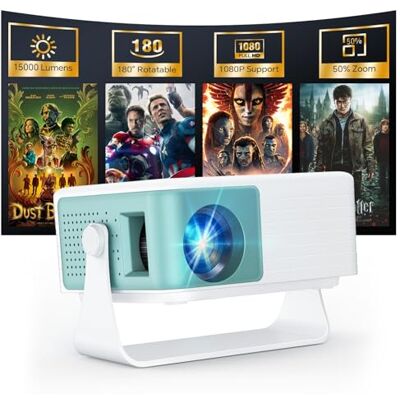 WOLFANG Mini Beamer, Draagbare Projector met 1080P-ingangsondersteuning, Native 720P-resolutie, Automatische Keystone-correctie, 50% Zoom & 180° Rotatie, Compatibel met iOS/Android/Laptop/TV Stick WOLFANG Mini Beamer, Draagbare Projector met 1080P-ingangsondersteuning, Native 720P-resolutie, Automatische Keystone-correctie, 50% Zoom & 180° Rotatie, Compatibel met iOS/Android/Laptop/TV Stick