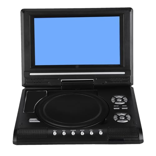 Aeun 7 Inch Draagbare Dvd-speler, Auto-tv-speler, Ingebouwde Mobiele Kaartlezer voor Keuken, Huis, Auto (EU-stekker)