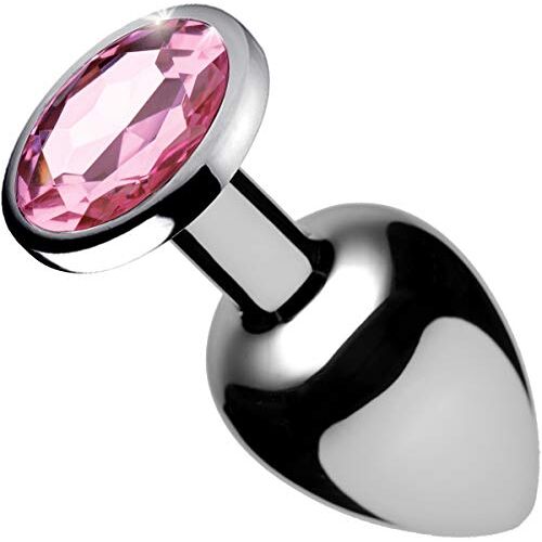 XR Brands Booty Sparks roestvrij stalen anale plug met diamant groot roze