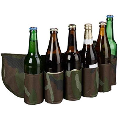 Relaxdays bier riem, voor 6 blikjes & flesjes, 0,2 0,5 l, verstelbaar, gordel camouflage, drankgordel, groen/bruin Relaxdays bier riem, voor 6 blikjes & flesjes, 0,2 0,5 l, verstelbaar, gordel camouflage, drankgordel, groen/bruin