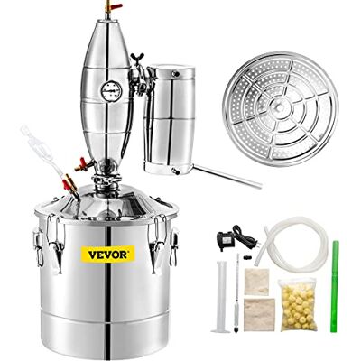 VEVOR Moonshine Distiller, distilleerapparaat voor alcohol, 30 liter, distilleerapparaat voor dranken, alcohol, 6,6 gal, bierketel, wijn, jenever en sterke drank, kit voor het maken van zelfgemaakte VEVOR Moonshine Distiller, distilleerapparaat voor alcohol, 30 liter, distilleerapparaat voor dranken, alcohol, 6,6 gal, bierketel, wijn, jenever en sterke drank, kit voor het maken van zelfgemaakte