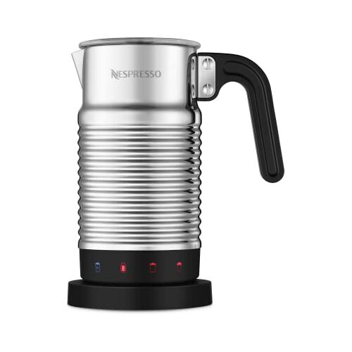 Nespresso Aeroccino 4 Melkopschuimer, elektrische schuimmaker voor 120 ml romig melkschuim en 240 ml warme melk, vaatwasmachinebestendige opschuimer, zilver