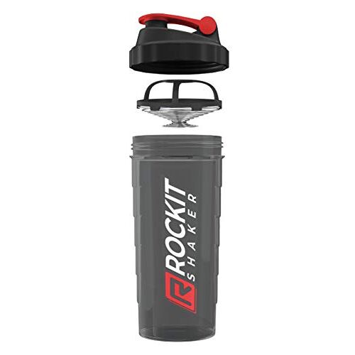 ROCKITZ RockitShaker Proteïneshaker, 1000 ml, gegarandeerd lekvrij, BPA-vrij, gepatenteerd mengsysteem, voor je fitness, eiwitshake en weiproteïneshake, rood