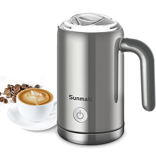 Sunmaki Elektrische melkopschuimer, automatische elektrische opschuimer voor warme en koude melk, voor latte, melkopschuimer voor koffie, warme chocolade, cappuccino, stille werking, 500 W