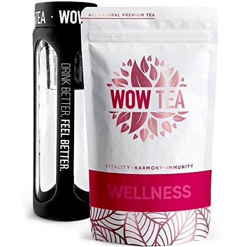 WOW TEA Afslanktheeset: Detox 21-daagse thee   Vetverbrandende kruiden   Beste Detox en Gewichtsbeheersing Kruiden Groene Thee + Zetgroep Theefles   150g, Made in EU