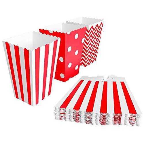 BangShou 60 Stuks Popcorn Zakjes Snoepbakje Popcorn voor Popcorn Krakelingsticks en Candybars (Rood)