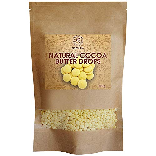 Trust Cacaoboter Druppels 500g 100% Pure Cacaoboter Bereiden van Zoetwaren (Chocolade) voor Zelfgemaakte Cosmetica Cacaoboter Chips Rijk aan Vitamines & Mineralen Koudgeperst Voedselkwaliteit