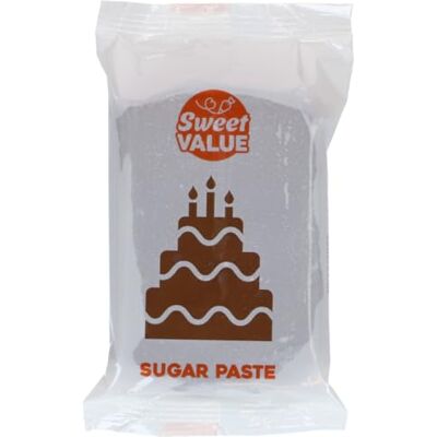 SWEET VALUE Sugar Paste Brown 200 G: bruine suikerpasta, eenvoudig te gebruiken, glad en rekbaar, voor het afdekken, modelleren en decoreren van taarten en cakes SWEET VALUE Sugar Paste Brown 200 G: bruine suikerpasta, eenvoudig te gebruiken, glad en rekbaar, voor het afdekken, modelleren en decoreren van taarten en cakes