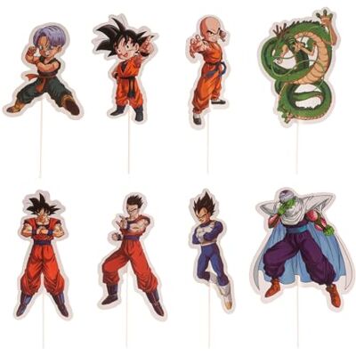 dekora Dragon Ball Cake Toppers 16 stuks – Decoratie voor cupcakes en taarten, voedselveilig papier, 8 ontwerpen met Goku, Vegeta, Piccolo, Krillin, Trunks en Shenron dekora Dragon Ball Cake Toppers 16 stuks – Decoratie voor cupcakes en taarten, voedselveilig papier, 8 ontwerpen met Goku, Vegeta, Piccolo, Krillin, Trunks en Shenron