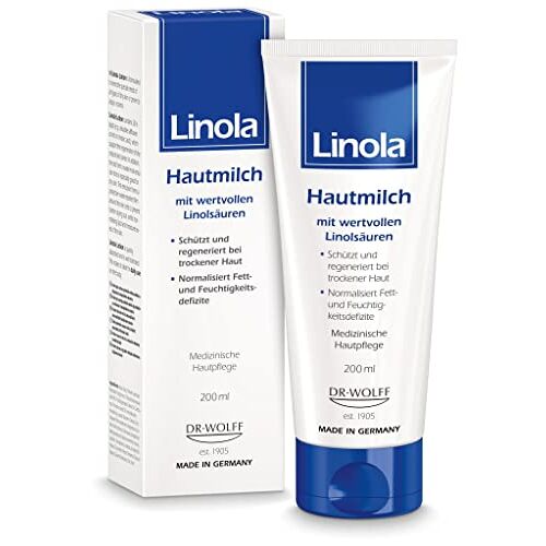 Linola Hautmilch, 1 x 200 ml bodylotion bij alle vormen droge, belaste en naar neurodermitis neigende huid