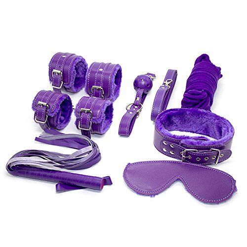 Shawa 7 Stuk Bondage Set Lederen Pluche Paars Bondage Sm Sex Toy Sexy Onder Het Bed Restraints Kit Bondage