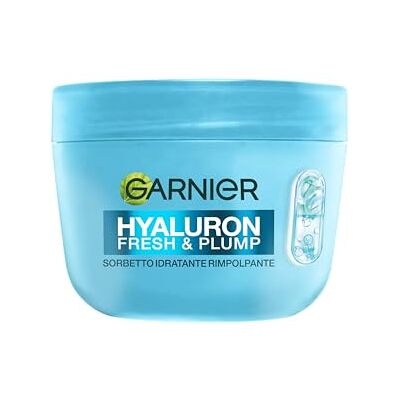 Garnier Hyaluron Fresh and Plump, vochtinbrengende crème, opvullende sorbetcrème, frisse en ultralichte textuur, met niacinamide en hyaluronzuur, veganistische formule, 85 ml Garnier Hyaluron Fresh and Plump, vochtinbrengende crème, opvullende sorbetcrème, frisse en ultralichte textuur, met niacinamide en hyaluronzuur, veganistische formule, 85 ml