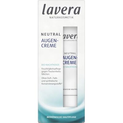 lavera Neutral oogcrème, biologische nachtkaars, intensieve hydratatie, gevoelige huid op de ogen, neurodermitis, medische huidverzorging, veganistische biologische werkzame stoffen, natuurlijke cosmetica, oogverzorging, 15 ml lavera Neutral oogcrème, biologische nachtkaars, intensieve hydratatie, gevoelige huid op de ogen, neurodermitis, medische huidverzorging, veganistische biologische werkzame stoffen, natuurlijke cosmetica, oogverzorging, 15 ml