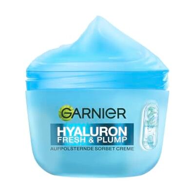 Garnier Hyaluron Fresh & Plump Opvullende sorbet crème, gezichtsverzorging Met hyaluronzuur en 4% niacinamide, voor een vochtarme huid, dermatologisch getest, Fresh and Plump Garnier Hyaluron Fresh & Plump Opvullende sorbet crème, gezichtsverzorging Met hyaluronzuur en 4% niacinamide, voor een vochtarme huid, dermatologisch getest, Fresh and Plump