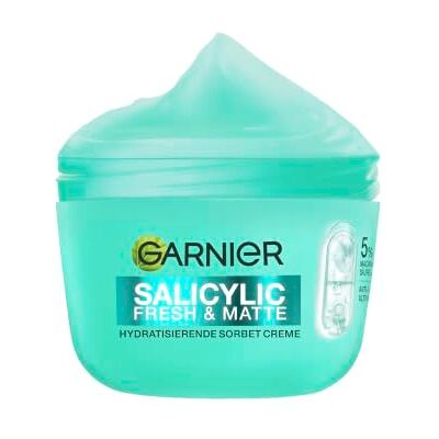 Garnier Salicylic Fresh & Matte Hydraterende sorbet crème, gezichtsverzorging met salicylzuur en 4% niacinamide tegen onzuiverheden, matterende vochtinbrengende crème voor een gelijkmatige teint, 85 Garnier Salicylic Fresh & Matte Hydraterende sorbet crème, gezichtsverzorging met salicylzuur en 4% niacinamide tegen onzuiverheden, matterende vochtinbrengende crème voor een gelijkmatige teint, 85