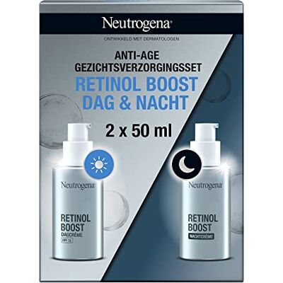 Neutrogena Retinol Boost 2-delige set, dag- en nachtcrème, anti-aging formule voor een beschermende, jong en gezond uitziende huid, 2 x 50 ml Neutrogena Retinol Boost 2-delige set, dag- en nachtcrème, anti-aging formule voor een beschermende, jong en gezond uitziende huid, 2 x 50 ml