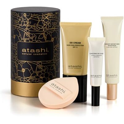 ATASHI Ritual Box No Make Up Make Up DD Cream Beige (50ml) + Illuminating Eye Contour (15ml) + Radiant Skin Exfoliator (40ml) + make-up spons. ATASHI Ritual Box No Make Up Make Up DD Cream Beige (50ml) + Illuminating Eye Contour (15ml) + Radiant Skin Exfoliator (40ml) + make-up spons.