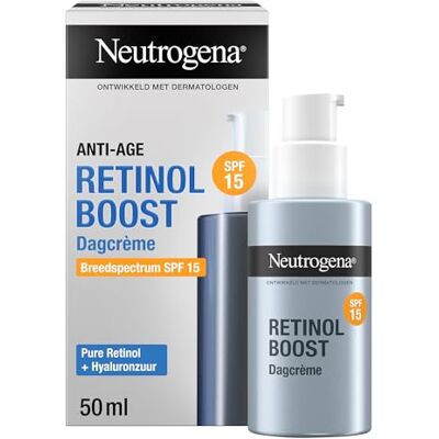 Neutrogena Retinol Boost Dagcrème SPF 15, Anti-Age Gezichtscrème, Met Pure Retinol & Hyaluronzuur, 50ml Neutrogena Retinol Boost Dagcrème SPF 15, Anti-Age Gezichtscrème, Met Pure Retinol & Hyaluronzuur, 50ml