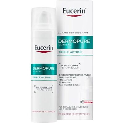 Eucerin DermoPure Clinical Triple Action gezichtsserum, 40 ml, gezichtsserum voor acne, onvolkomenheden en mee-eters, gezichtsserum met tiamidol en salicylzuur voor de vette huid en acne Eucerin DermoPure Clinical Triple Action gezichtsserum, 40 ml, gezichtsserum voor acne, onvolkomenheden en mee-eters, gezichtsserum met tiamidol en salicylzuur voor de vette huid en acne