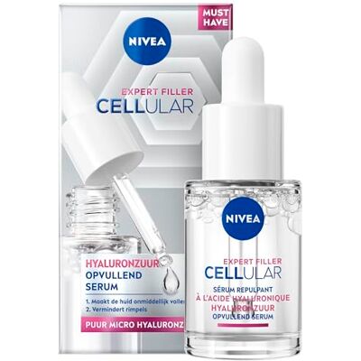NIVEA Cellular Hyaluronzuur Serum Gezicht Gezichtsserum met Puur Hyaluron Rimpelvullend en Hydraterend Skincare met Hyaluronic Acid 15ml NIVEA Cellular Hyaluronzuur Serum Gezicht Gezichtsserum met Puur Hyaluron Rimpelvullend en Hydraterend Skincare met Hyaluronic Acid 15ml