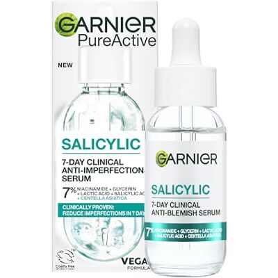 Garnier Pure Active Salicylic Anti-Imperfecties Serum Vermindert onzuiverheden zichtbaar in 7 dagen* Verrijkt met niacinamide + glycerine + melkzuur + salicylzuur + centella asiatica 30ml Garnier Pure Active Salicylic Anti-Imperfecties Serum Vermindert onzuiverheden zichtbaar in 7 dagen* Verrijkt met niacinamide + glycerine + melkzuur + salicylzuur + centella asiatica 30ml