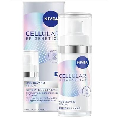 NIVEA Cellular Epigenetics Verjongend gezichtsserum met epicelline, anti-aging gezichtsverzorging, 3 soorten hyaluronzuur, keert de huidleeftijd terug, alle huidtypes, 30 ml NIVEA Cellular Epigenetics Verjongend gezichtsserum met epicelline, anti-aging gezichtsverzorging, 3 soorten hyaluronzuur, keert de huidleeftijd terug, alle huidtypes, 30 ml
