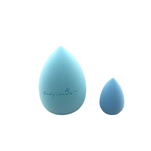 beauty concepts Make-up Spons Schoonheid Blender Foundation Sponzen Latex Gratis Blender Schoonheid Make-up Sponzen voor Vloeibare Foundation Poeder Zonnebrandcrème en Crème 1 Grote Spons 1 Kleine Spons (Baby Blue)