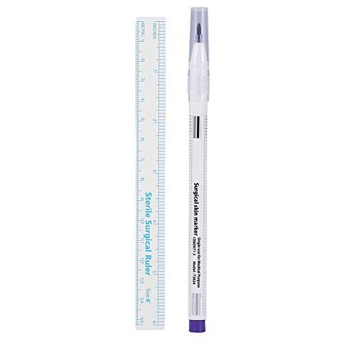 Ausla Chirurgische Tattoo Marker Steriele Wegwerp Marker Met Liniaal Piercing Tattoo Chirurgische Pen(Witte staaf paarse staart 1mm)