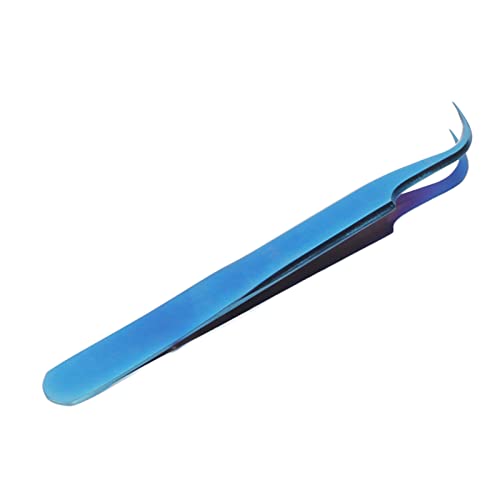 buhb Wimper Applicator Pincet, Wimper Verlenging Pincet met Precieze Tip Blauw Roestvrij Staal Lichtgewicht Make-up Tool voor Salon (Gebogen pincet)