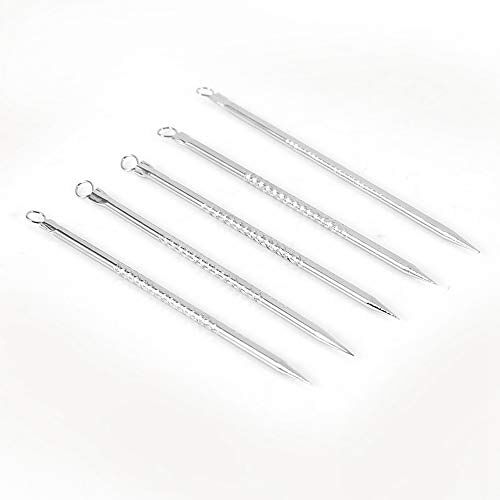 Uxsiya 5 stks Rvs Mee-eter Naalden Double-end Rvs Mee-eter Comedo Puistje Naald Huidverzorging Tool Set voor huidverzorging