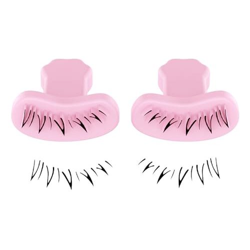 Monivi 2Pcs Lower Eyelash Stamps, onderste wimperstempels siliconen onderste wimperstempels eenvoudig make-uptool, links rechts natuurlijke onderste wimperstempels voor beginners (Pink)