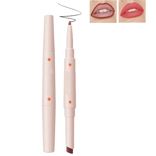 Lzzqi 2 In 1 Double Head Lipstick & Lip Liner Set For Women, Creamy Lip Pencil Waterproof 24 Hour Nude Lipstick and Lip Liner Set, Matte Velvet Lipstick, Long-Lasting Matte Velvet Lipstick Set