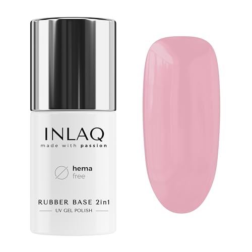 INLAQ ® 2 in 1 Rubber Base Gel Nagellak UV HEMA Free Nectar 6 ml Gel Nagellak tot 95% Dekking   Base Coat Gel voor Nagellak UV Harde gel voor nagels Basisgel