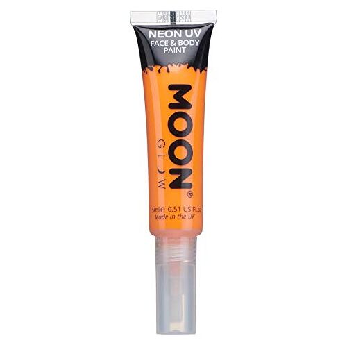 Moon Glow Neon UV gezichts- en lichaamsverf met kwast van  15ml intensief oranje