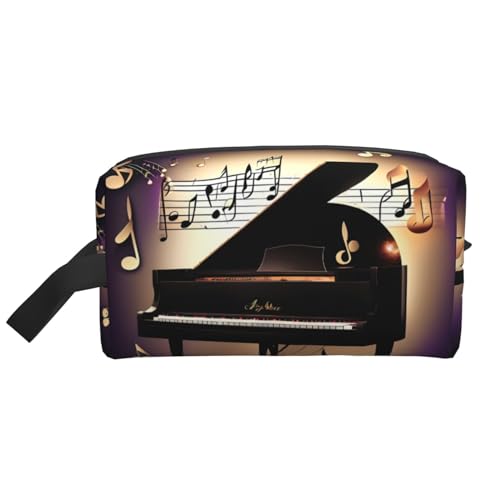 MDATT Muziek Opmerking Piano Opbergtas,Kleine Make-uptas Voor Portemonnee Reizen Make-up Pouch Mini Cosmetische Zak Voor Man, Muziek Opmerking Piano, One Size