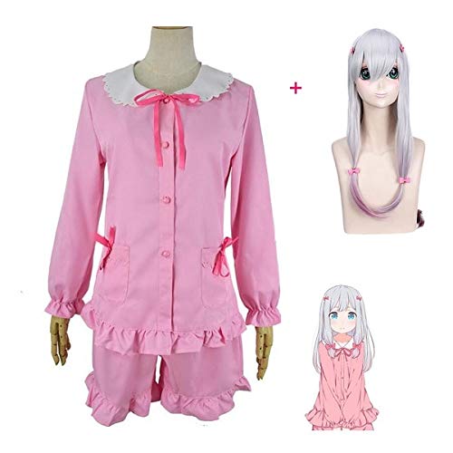 GJBXP Anime Girl Eromanga Sensei Izumi Sagiri Cosplay kostuum vrouwen top + broek + jas + pruik Erotische komische leraar kostuums volledige set M kostuum en pruik