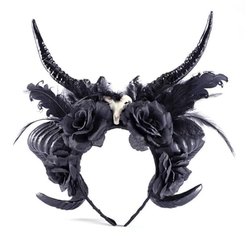 Morain Heks Bloem Decor Schapen Hoorn Vorm Haar Hoepel Film Boze Hoorn Voor Hoofdband Gothic Cosplay Kostuum Hoofddeksel Cosplay Hoorns Os Schaap Cosplay Hoorns Zwart Cosplay Hoorns Hoofdband Cosplay Hoorns